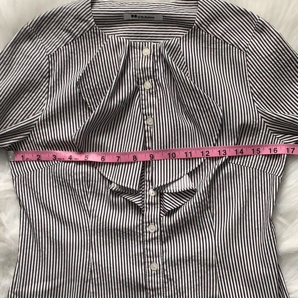 Designer Ruffled Pinstripe Blouse - Picture 7 of 9